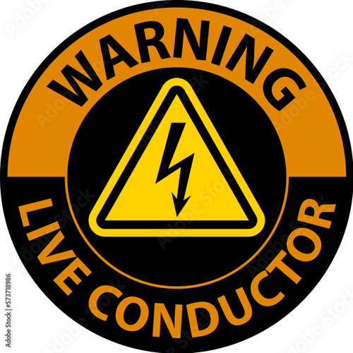 Warning Live Conductor Sign On White Background