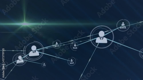 Wallpaper Mural Animation of network of profile icons and green light spot against blue background Torontodigital.ca