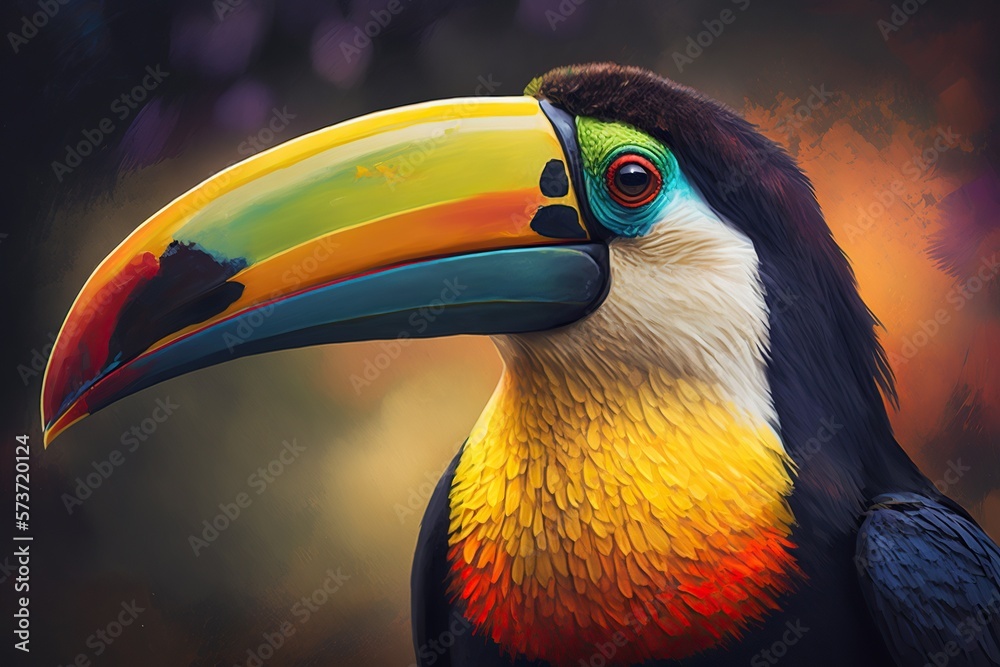 Obraz premium Toucan beak bold and colorful, concept of Bright and Vibrant, created with Generative AI technology