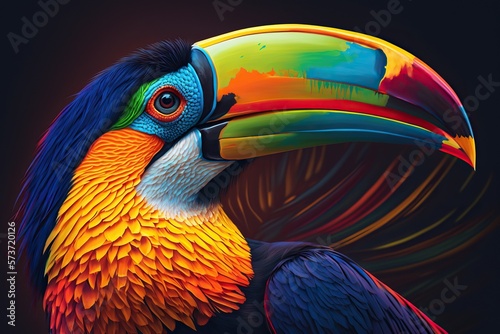 Canvas Print Toucan beak bold and colorful, concept of Bright and Vibrant, created with Gener