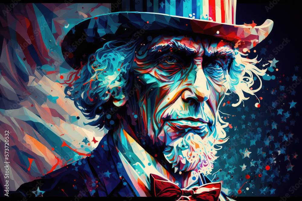 Abstract Uncle Sam Independence Day Background made with generative ai