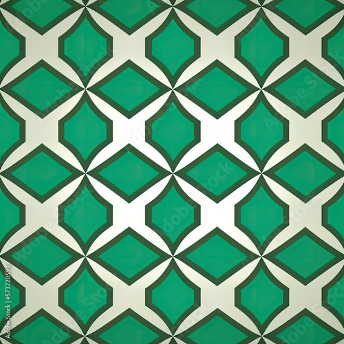 seamless geometric pattern green and white made with generative ai