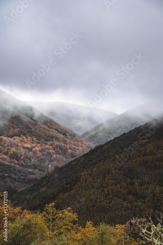 landscape with mountains in the morning