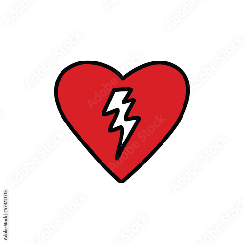 Defibrillator doodle icon, vector color line illustration