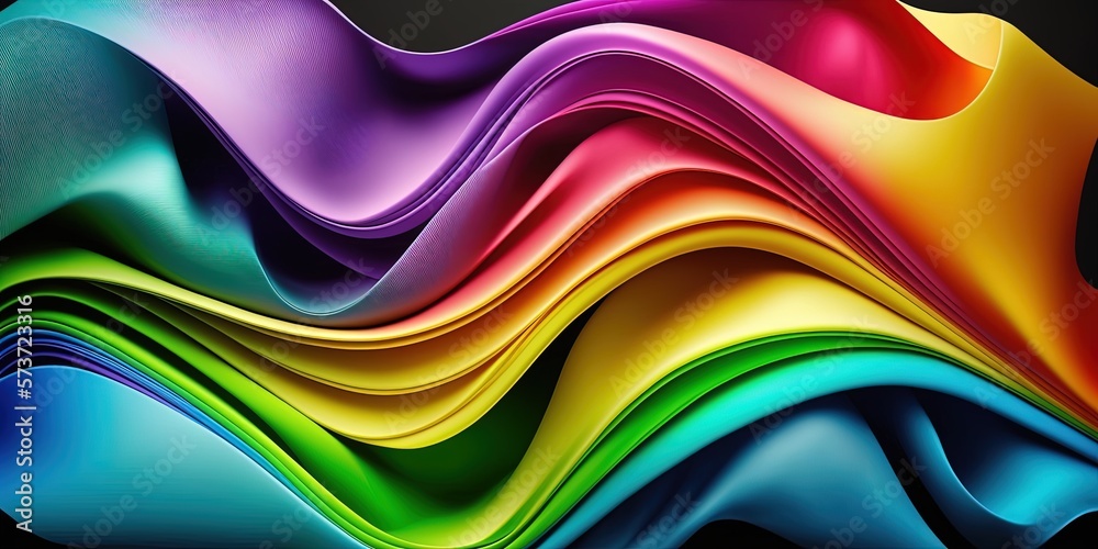 Fototapeta premium moderns abstract Rainbow Wavy Satin Background by ai generative