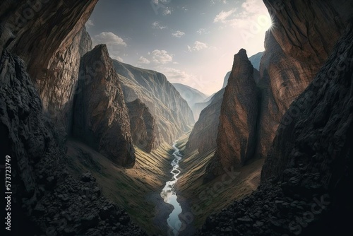 The chasm of Sulak. This canyon is the deepest in Europe, and among the deepest in the world. Dagestan, Russia, is home to a beautiful natural feature. Generative AI
