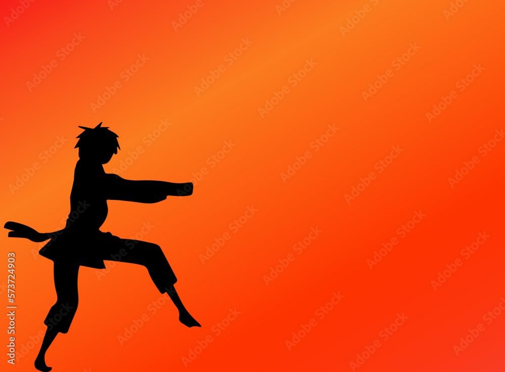 silhouette of person performing martial arts