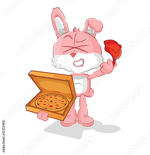 pink bunny pizza delivery boy vector. cartoon character
