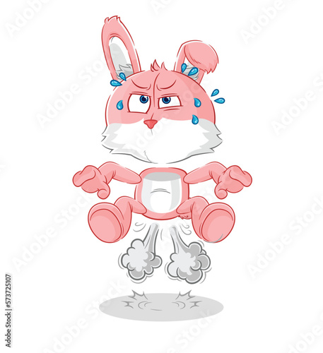 pink bunny fart jumping illustration. character vector