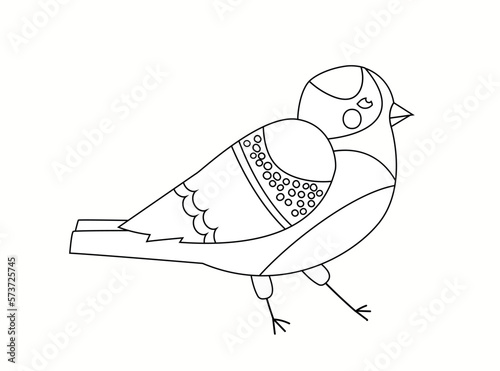 Coloring page with bird. Minimalistic creativity and art, logotype for company or organization, branding. Tropical and exotic animal with wings and feathers. Cartoon flat vector illustration