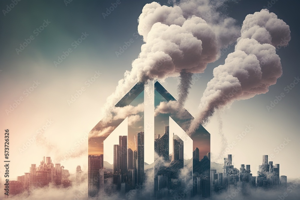Emissions of greenhouse gases. Caused by industrial waste. Rough air