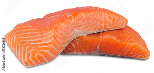 Raw salmon fillets - isolated image