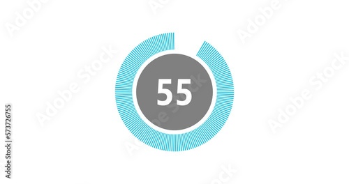 Countdown timer from 60 to 0 seconds realtime. Modern flat design of countdown animation on white background. 4K resolution. photo