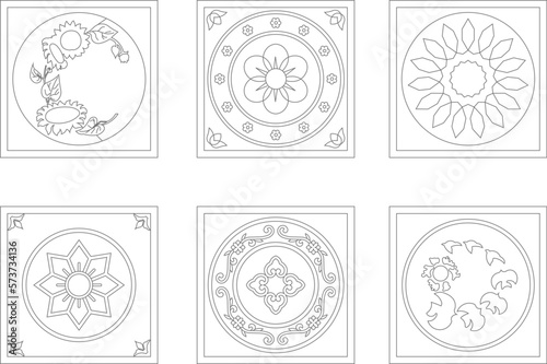 Chinese classical floral mosaic painting illustration vector sketch