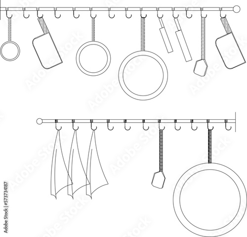 Kitchen utensils illustration vector sketch