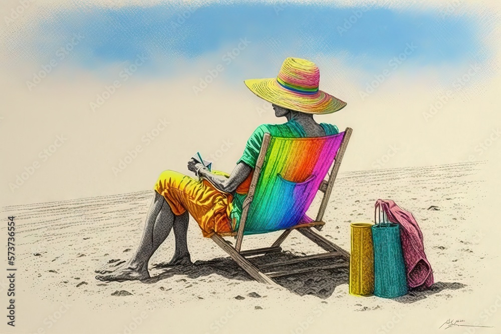 Φωτογραφία Colourful Illustration of People on Beach, Enjoying Vacation and Fresh and Pure
