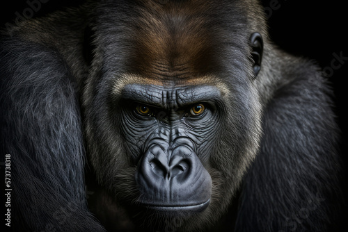 Strong and Scary Gorilla. Created using Generative AI.