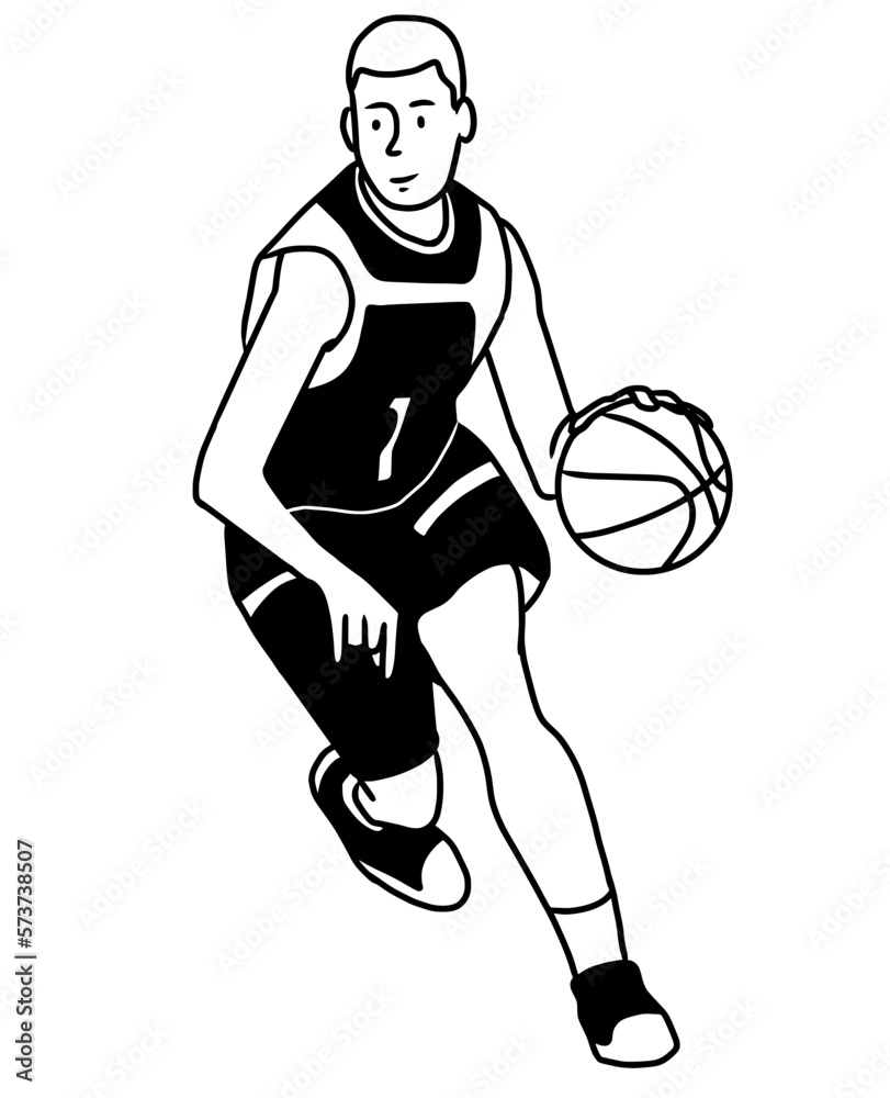 Male Basketball Player Dribbling. 