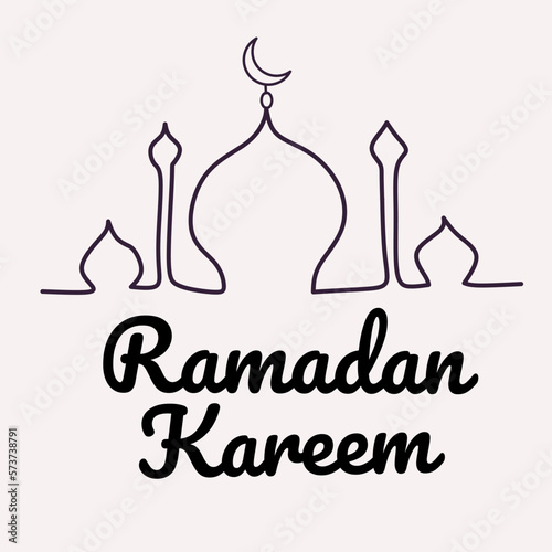 the outline of the mosque is isolated on white background. Translation: "Ramadan kareem."