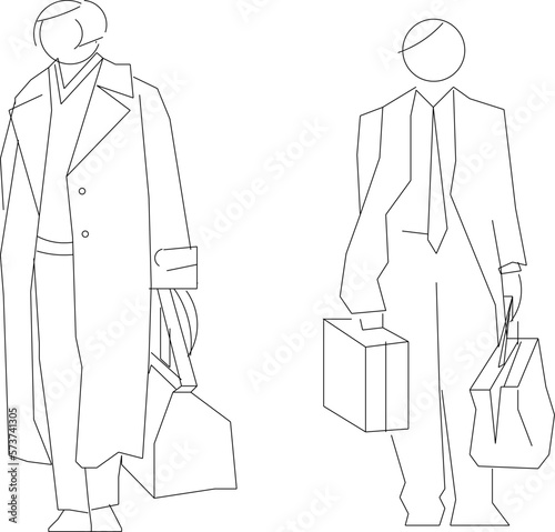 Vector sketch of dad silhouette illustration going to work to office