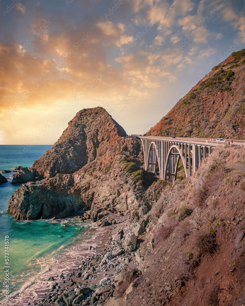 Big Creek Bridge on the Pacific Coast Highway in Big Sur, California