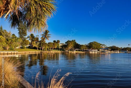 sunset on the river in Indialantic Florida photo