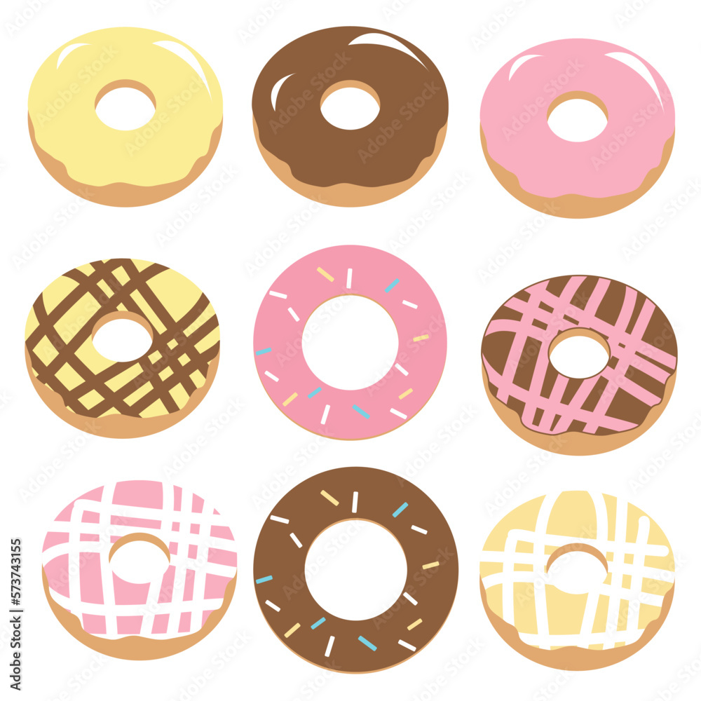 Fototapeta premium 9 pieces of donuts on white background.