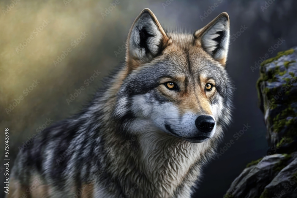 Wolf portrait. Generative AI