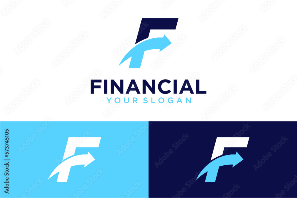 financial logo design with letter f