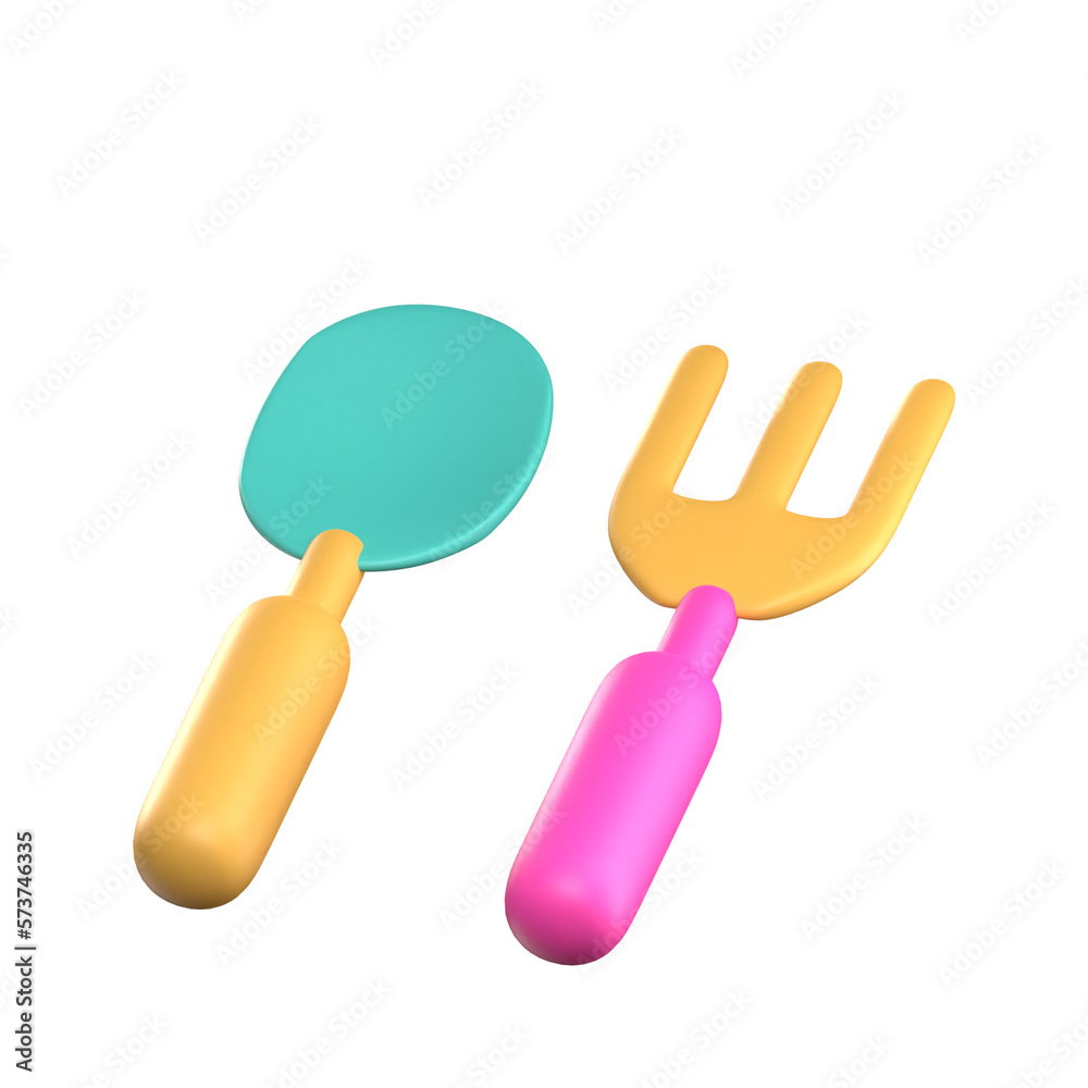 3d rendering of baby cutlery 3d rendering of baby cutlery