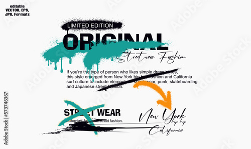 Urban typography hipster street art graffiti slogan print with neon spray effect for graphic t- shirt vector