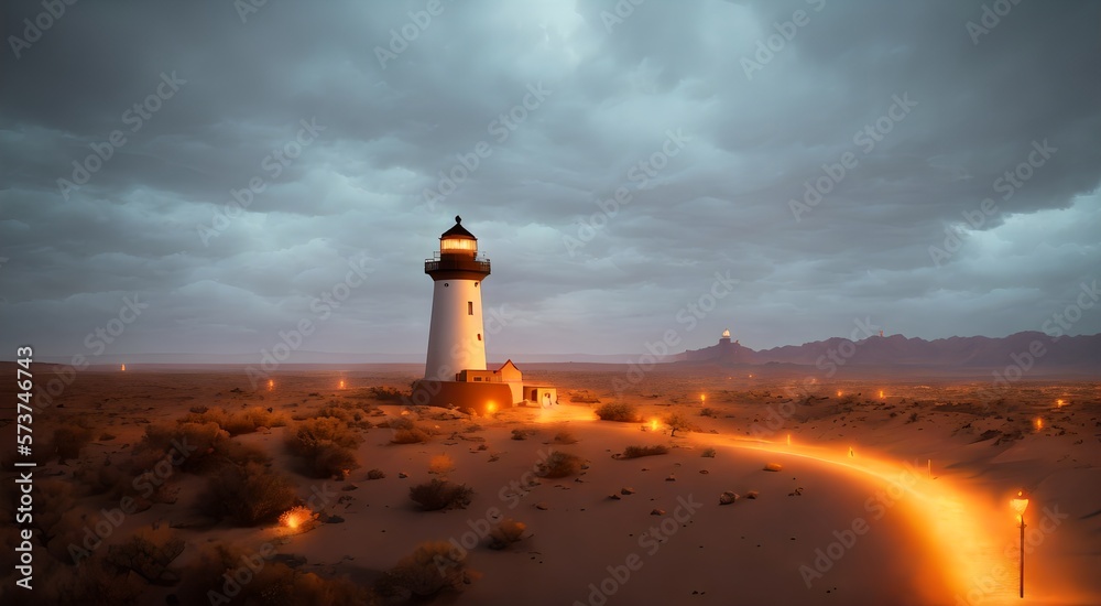 Post-apocalyptic desert lighthouse [AI Generated]