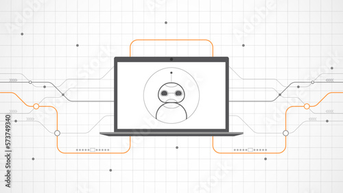 laptop technology background abstract. Ai artificial intelligence technology with line digital, black laptop color, style modern, element, dot, hi-tech, vector. laptop technological for web banner,
