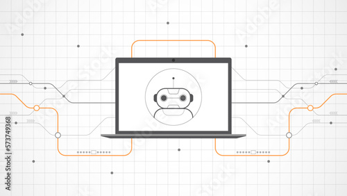 laptop technology background abstract. Ai artificial intelligence technology with line digital, black laptop color, style modern, element, dot, hi-tech, vector. laptop technological for web banner,