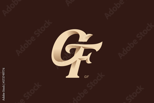 Letter G and F Monogram Logo Design Vector