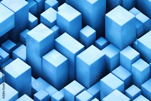 abstract blue cubes background 3d render created with Generative AI