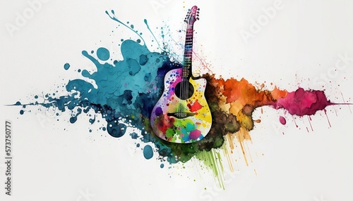 Ink Splashes Resembling Acoustic Guitar - Abstract Artwork with Musical Inspiration