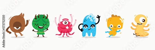 Cute and Kawaii monster kids icon set.