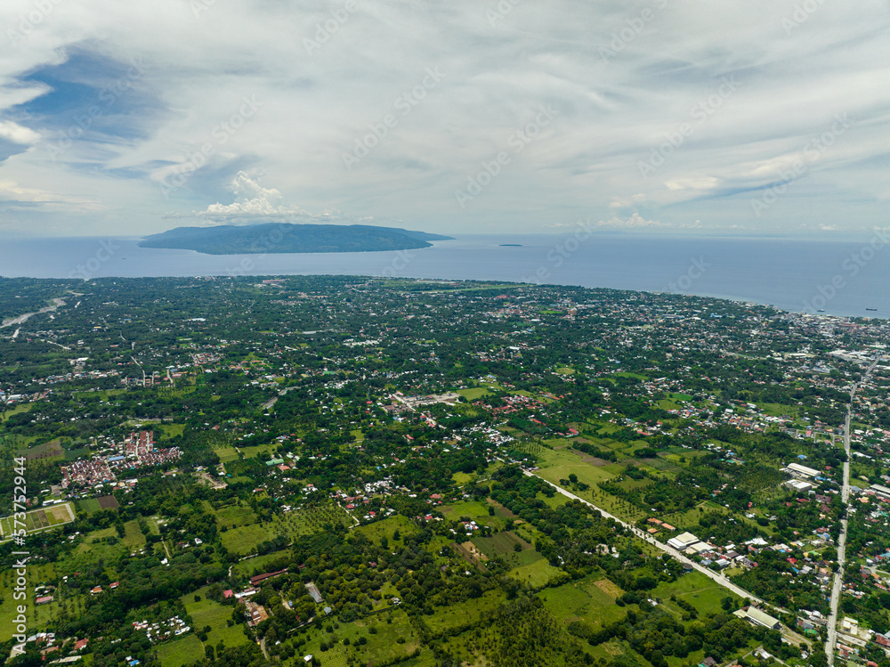 Aerial view of Dumaguete city is the capital of Negros Oriental, Philippines.