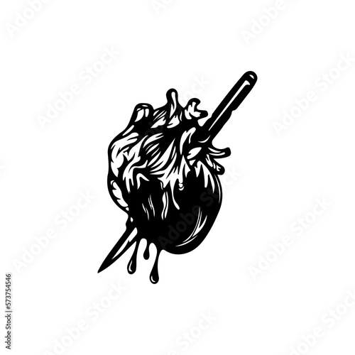 vector illustration of heart pierced by an arrow