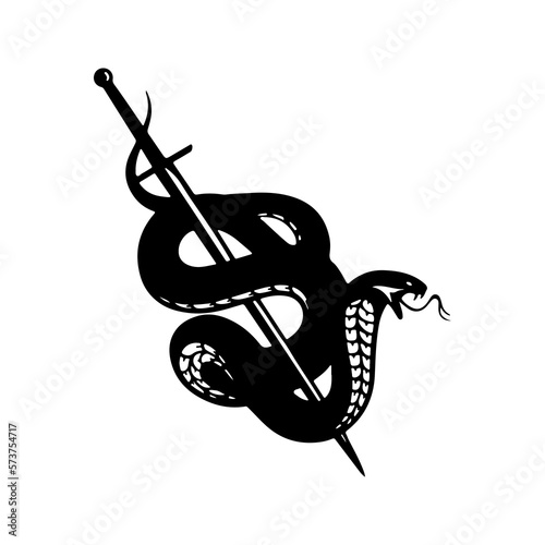 vector illustration of a cobra with a sword