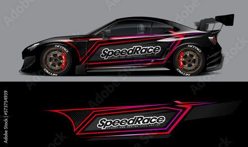 car livery design vector. Graphic abstract stripe racing background designs for wrap