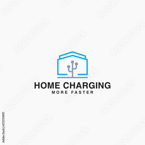 modern home charging logo business vector design template. pictogram recharge house logo design vector illustration isolated on white background