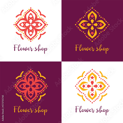 Abstract floral logo collection or flowers logo icon set design template vector illustration
