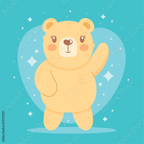 cute yellow bear saludating