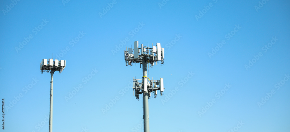 Cell phone tower in the clear sky for electrical telecommunication 