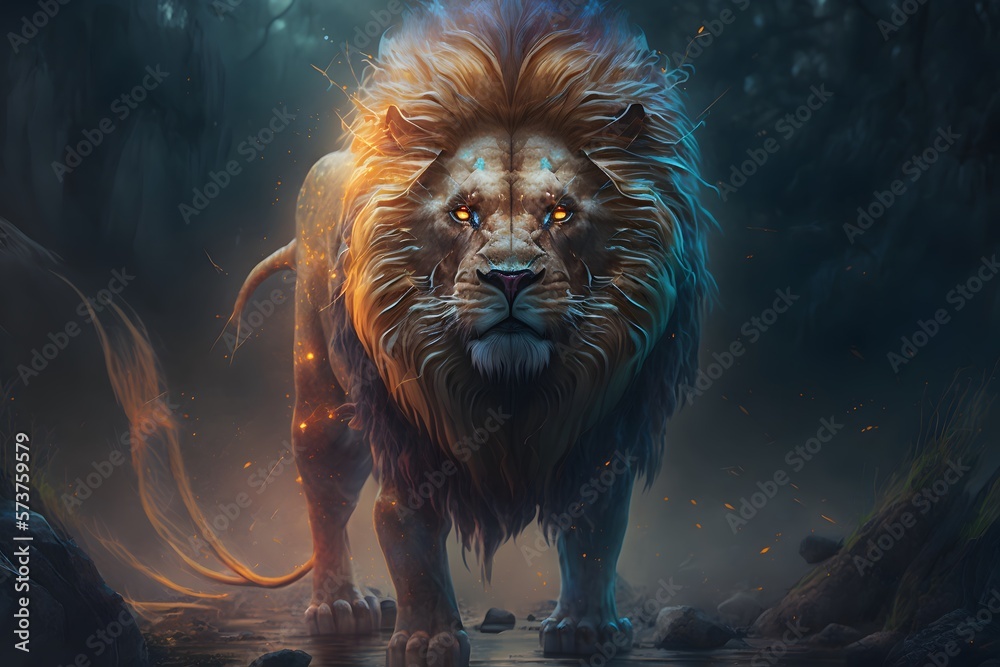 Naklejka premium Lion created using AI Generative Technology