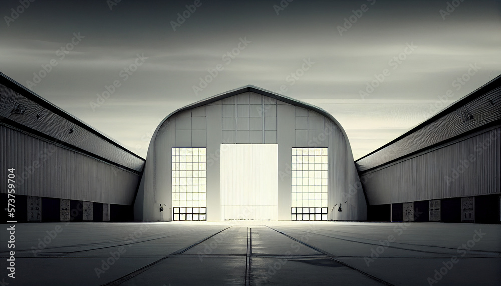 Obraz premium Interior of empty warehouse. Rental of industrial and warehouse buildings, logistics center.