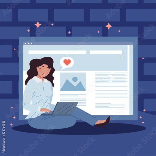 blogger woman with webpage