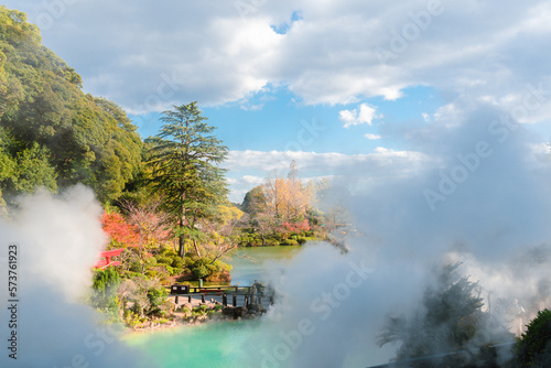 Sea hell Umi Jigoku hot springs in Beppu, Oita, Japan